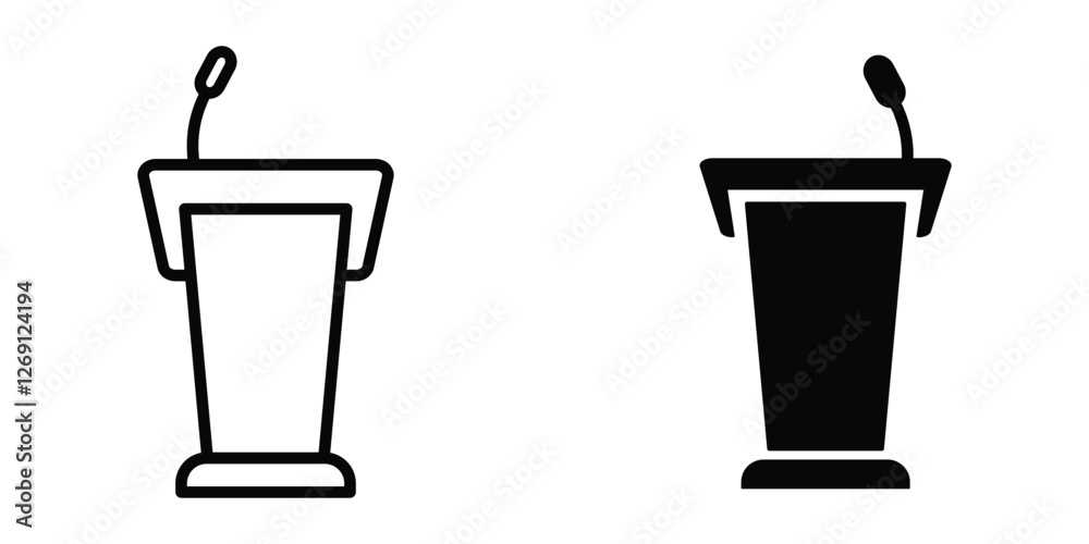 Foto podium tribune with microphone icon vector