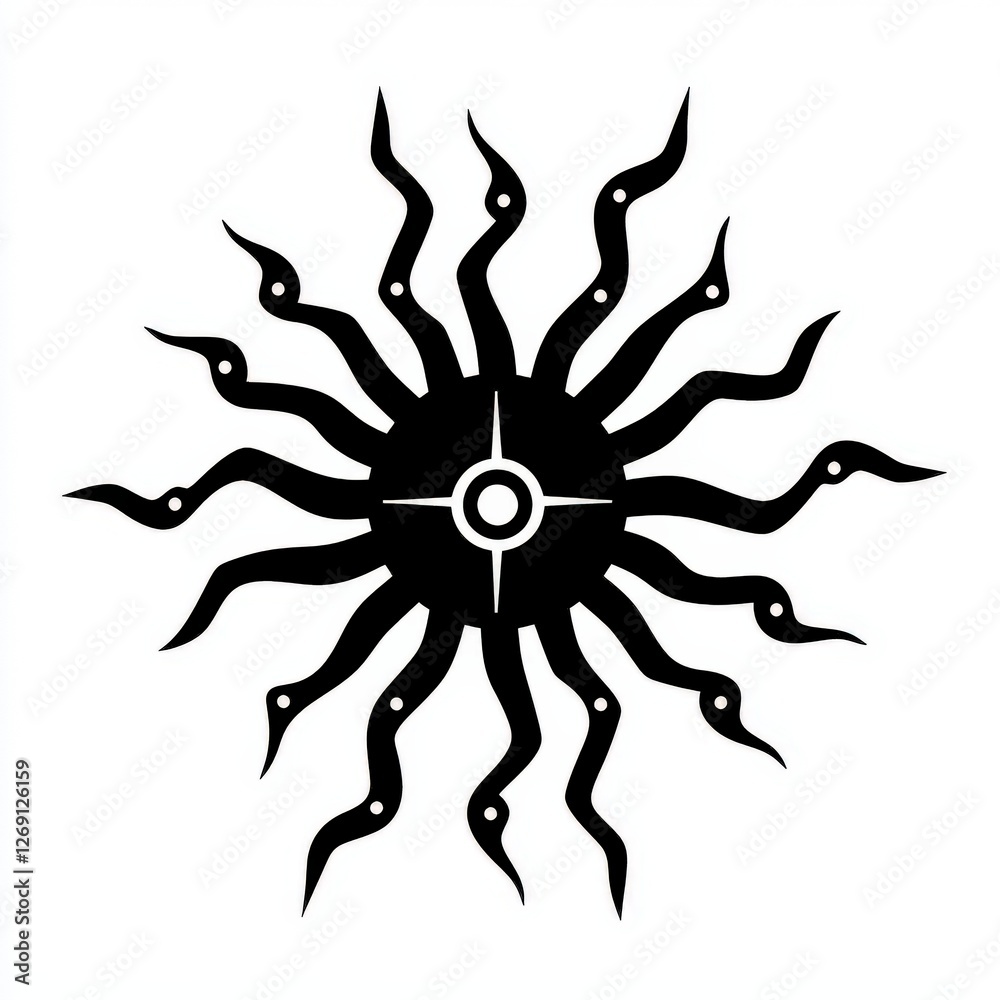 Geometric Black and White Starburst Vector Logo Design for Creative Projects Geometric Black and White Starburst Vector Logo Design for Creative Projects