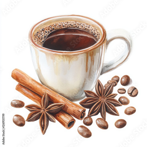 Aromatic coffee drink with spice for happy mood