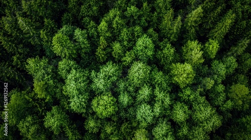 Aerial view of lush green forest canopy photo
