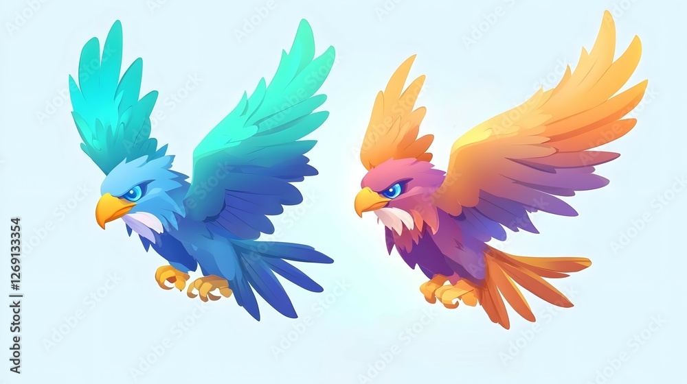 Obraz premium Stunning Image of Majestic Eagles Gracefully Soaring Through the Vast Untamed Wilderness Capturing the Essence of Freedom and Power in Nature