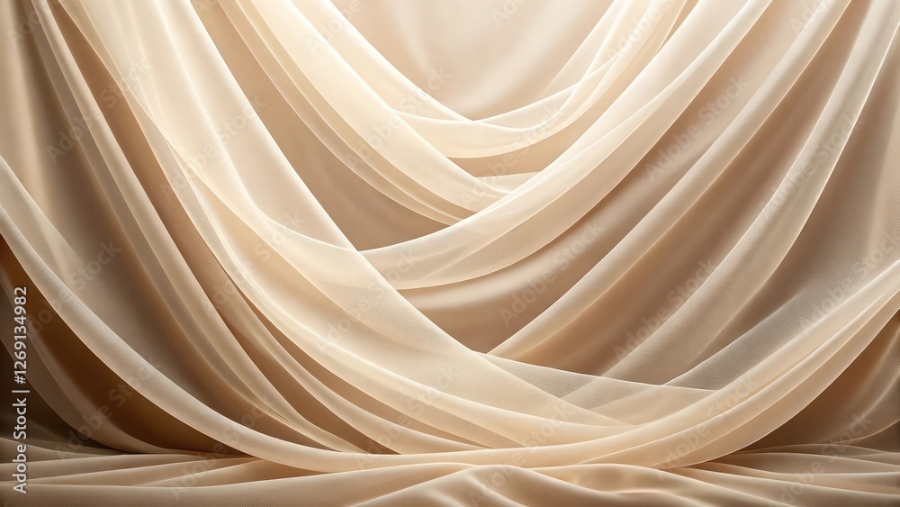 Obraz premium Luxurious Soft Beige Drapery with Gentle Folds Wallpaper Background