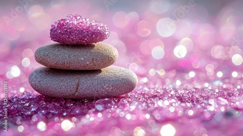 A delightful pile of pink stones with a glittery top for a fun and playful aesthetic photo