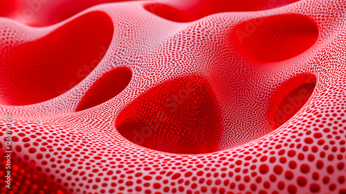 Abstract Parametric Red Shape with Dynamic Geometric Patterns photo