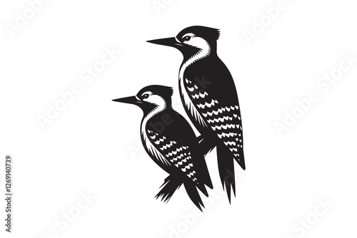 woodpecker silhouette with white background