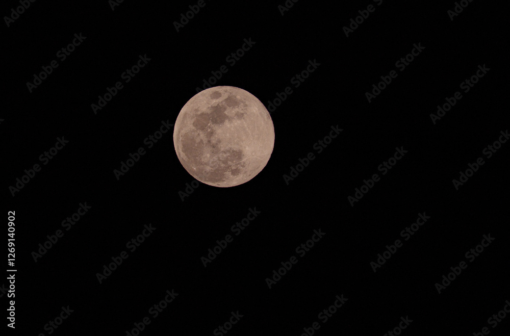 暗い夜空に光る満月 暗い夜空に光る満月