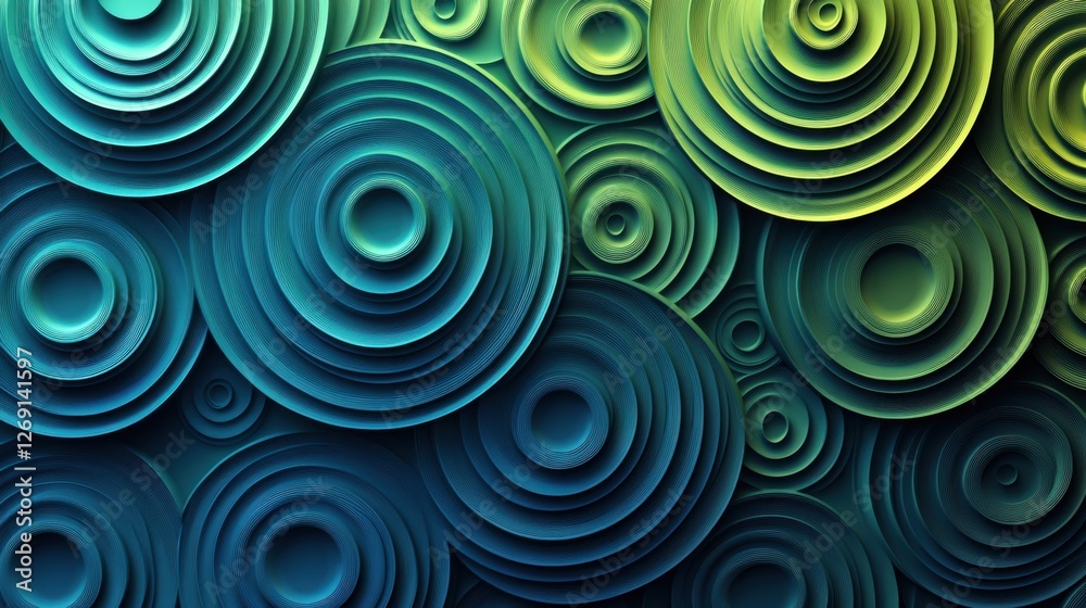 Abstract Green and Blue Concentric Circles Pattern Design Background Texture Wallpaper Image Abstract Green and Blue Concentric Circles Pattern Design Background Texture Wallpaper Image