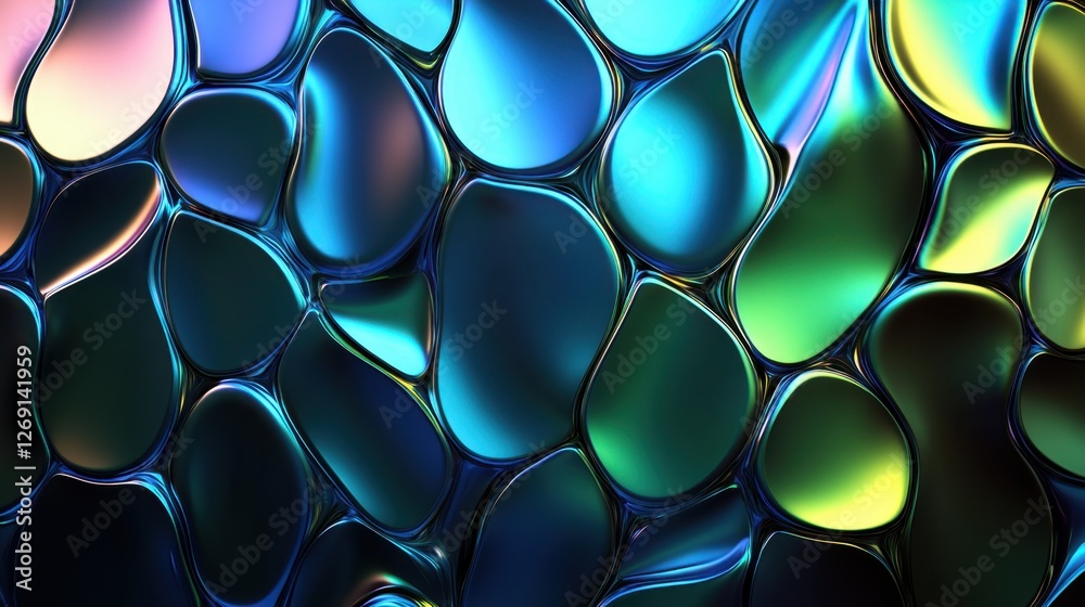 Abstract Iridescent Fluid Organic Shapes Background Texture Design Deep Teal and Green Hues Abstract Iridescent Fluid Organic Shapes Background Texture Design Deep Teal and Green Hues