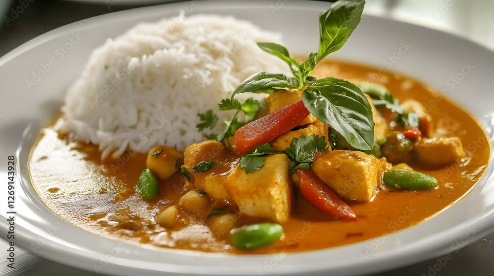 Pojjw 94734 create a visually striking image of an artistically arranged bowl of food and rice on a white plate for culinary presentation 4 Pojjw 94734 create a visually striking image of an artistically arranged bowl of food and rice on a white plate for culinary presentation 4