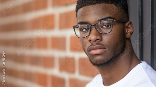 Young African American professional in casual white t-shirt. Perfect for modern workplace, urban lifestyle, and authentic portraiture