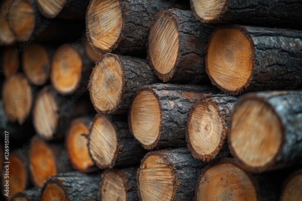 A pile of logs stacked on top of each other, often used for firewood or construction A pile of logs stacked on top of each other, often used for firewood or construction