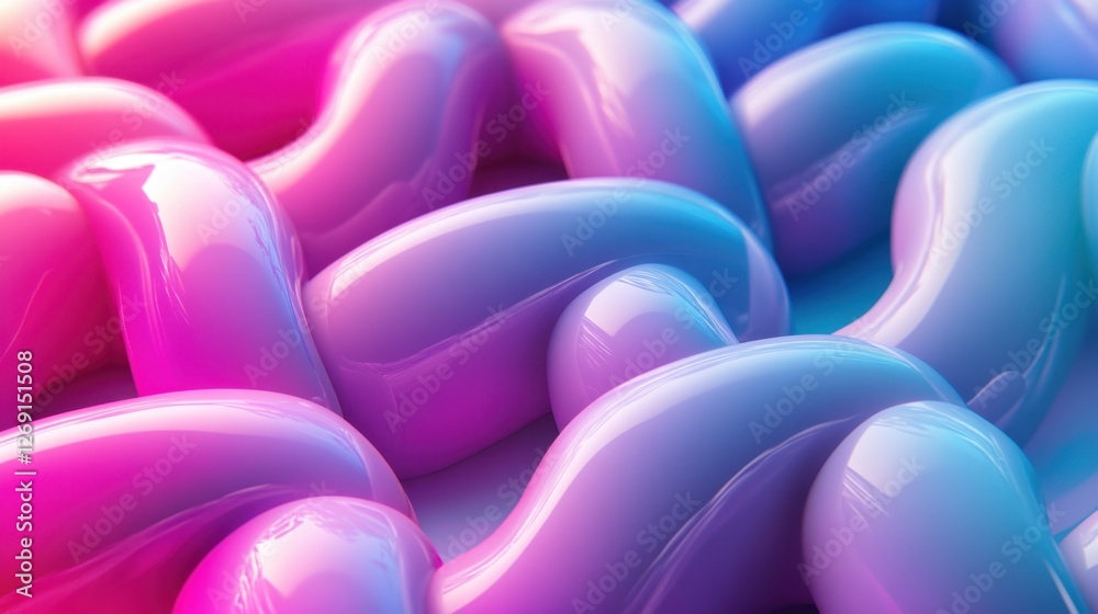 Obraz premium Abstract Pink and Blue Liquid Swirls: A Vivid, Glossy, 3D Render of Intertwined, Shiny, Colorful Forms
