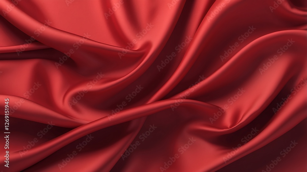 Fototapeta premium Red Silk background. Red Luxury background. Wave and Light effect. Design element. Abstract background texture pattern. Texture backdrop.