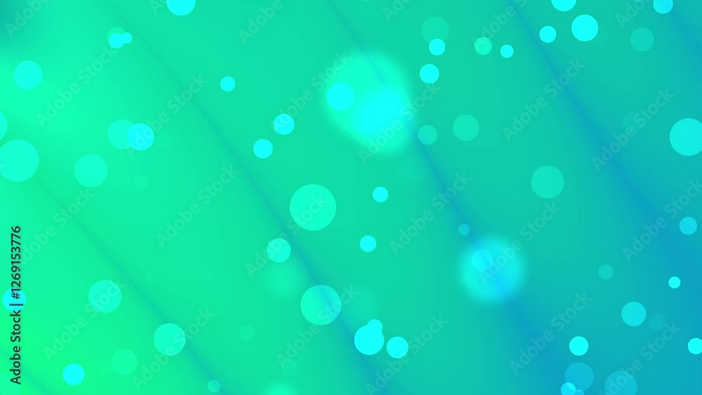 Green blue gradient bokeh background with light and particles, creating a serene and dreamy atmosphere