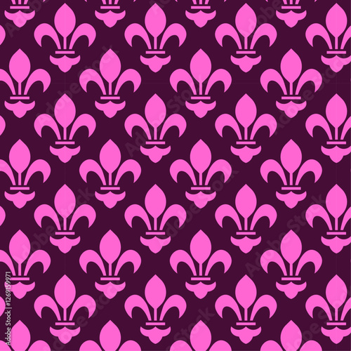 Fleur-de-lis seamless design for textile, fabric, print, wallpaper, wrapping paper and background. Fleur de lys vector pattern design