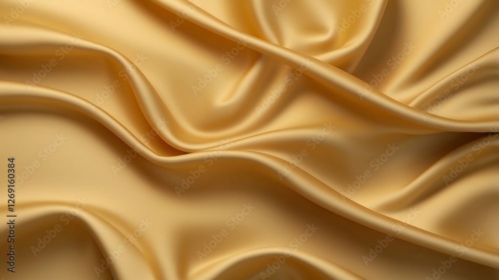Fototapeta premium Gold silk satin luxury background. Golden elegant background with space for design. Draped fabric Flat lay, Template, cover, header, Wide banner. horizontal view. 