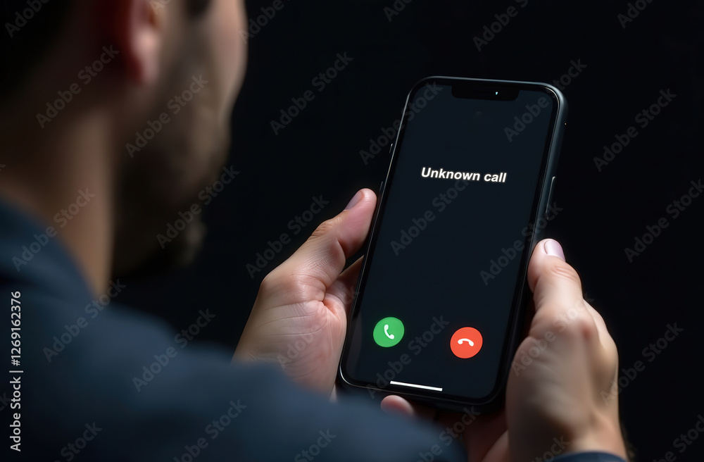 Call from unknown number late at night. Scam, fraud or phishing with smartphone concept. Call from unknown number late at night. Scam, fraud or phishing with smartphone concept.