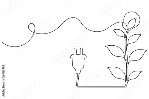 Ecology Sustainable continuous single line art, Nature Planet one line Pro Vector