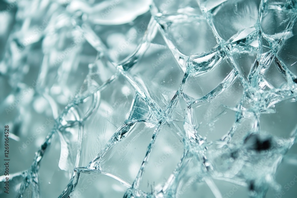 A close-up view of a shattered glass window with shards and fragments scattered around A close-up view of a shattered glass window with shards and fragments scattered around