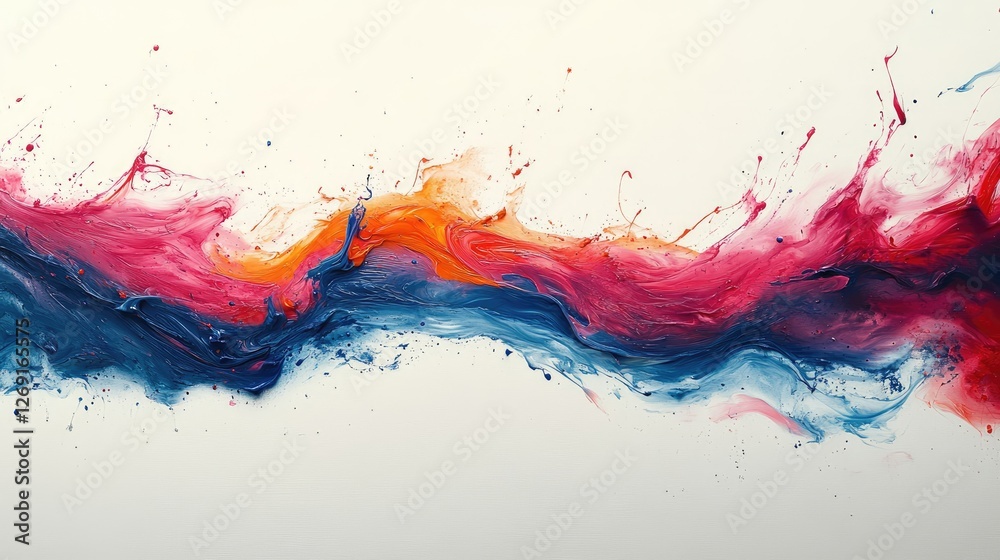 Fototapeta premium Vibrant abstract waves of color blending together, creating a dynamic flow on a smooth surface