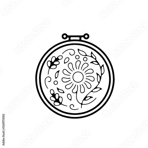floral leaf handcraft logo, floral leaf handcraft logo with black color and white background, vector, illustration