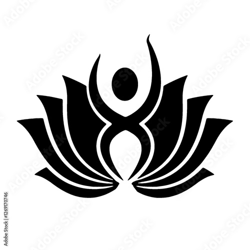 lotus wellness center logo, lotus wellness center logo wit black color and white background, wellness center logo, logo