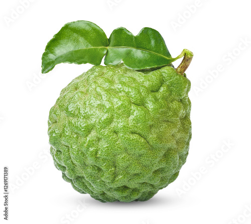 Fresh Bergamot with leaves isolated on transparent background