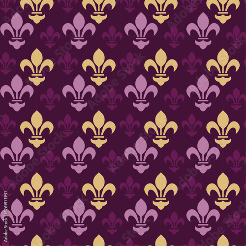Fleur-de-lis seamless design for textile, fabric, print, wallpaper, wrapping paper and background. Fleur de lys vector pattern design
