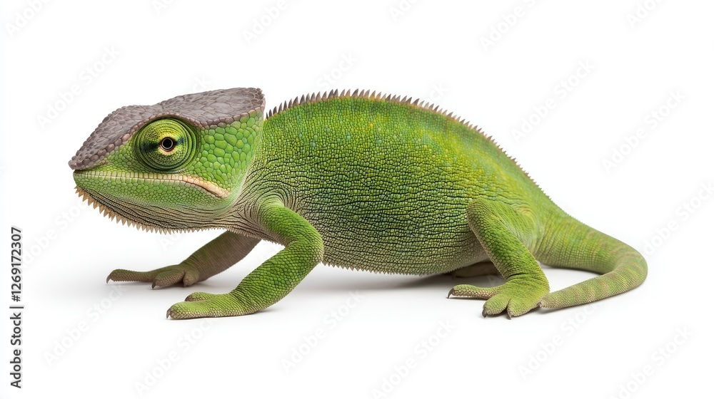Fototapeta premium Chameleon's active movement natural habitat animal photography studio environment side view wildlife concept