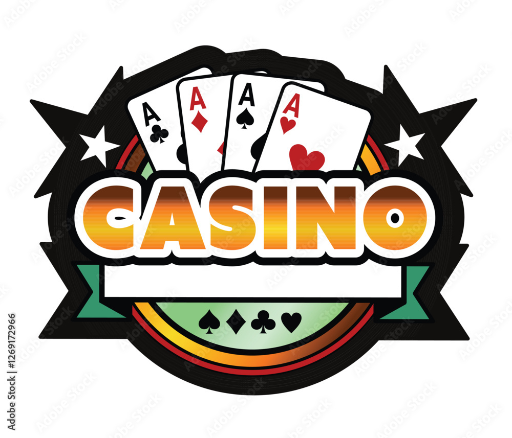 Casino background logo with game card and inscription banner Casino background logo with game card and inscription banner