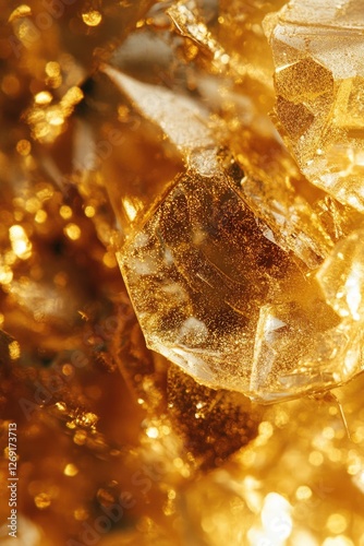 A detailed view of a piece of ice sitting on a table, highlighting its translucent and fragile appearance