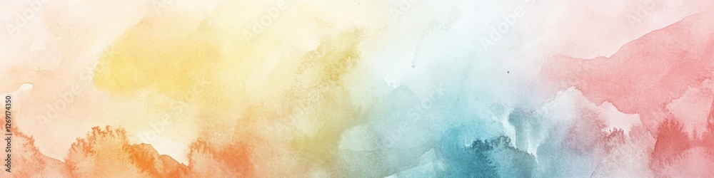 Fototapeta premium Watercolor painting featuring a vibrant rainbow of colors, perfect for design and creative projects