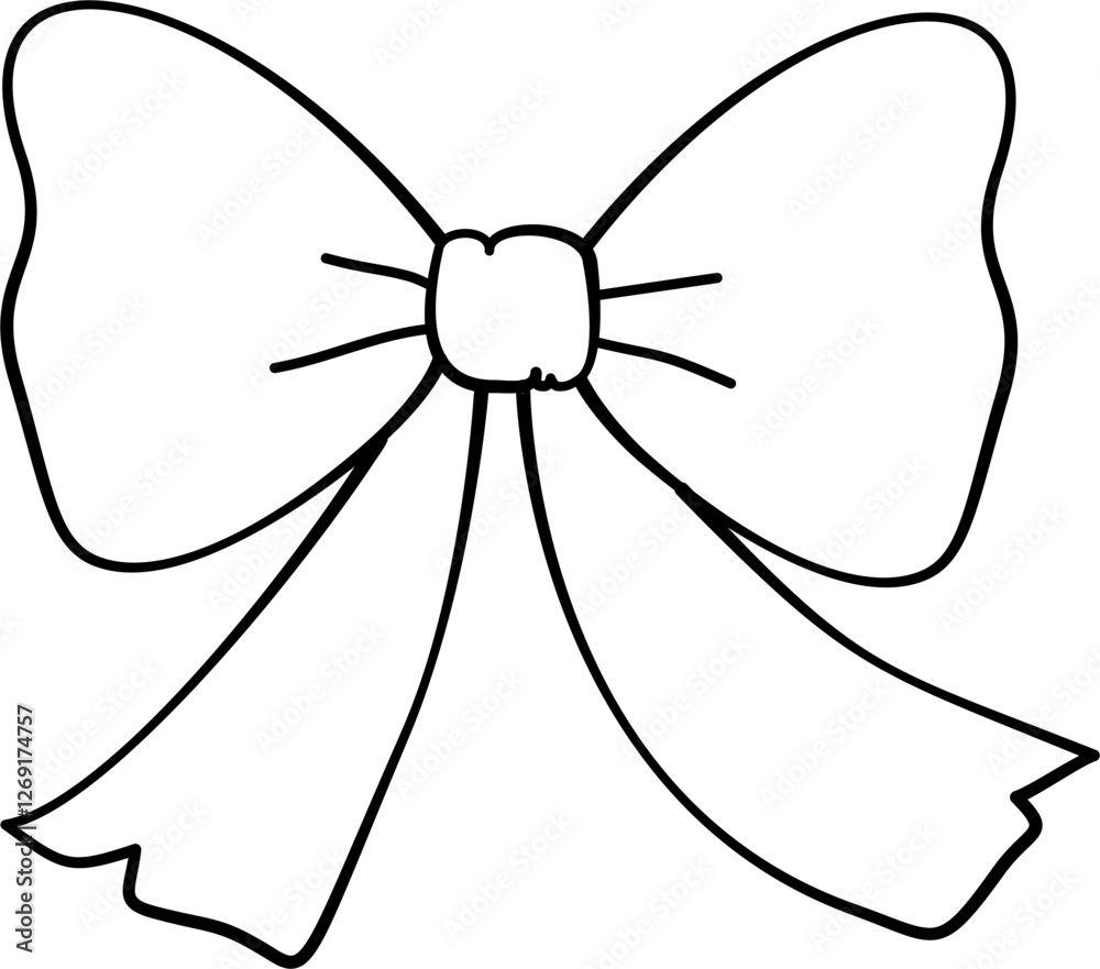 Fototapeta premium Handdrawn Line Art Bow Tie Coquette Girly Illustration