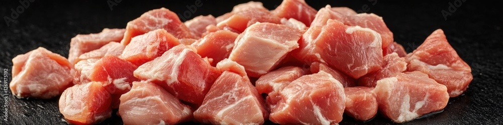 Freshly cut meat sits on a table, suitable for food styling or conceptual images Freshly cut meat sits on a table, suitable for food styling or conceptual images