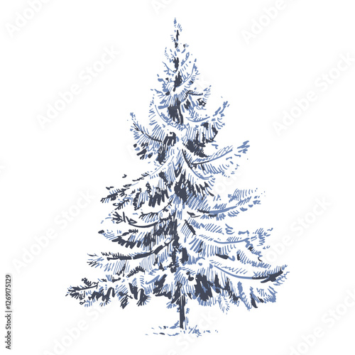 hand drawn Pine tree sketch