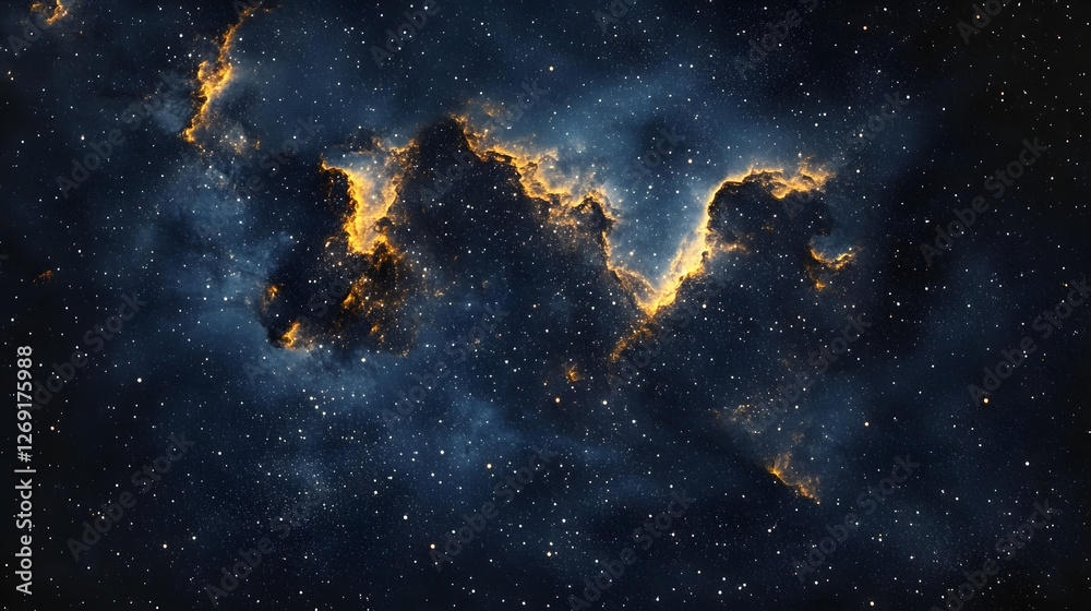 Realistic nebula surrounded by stars and cosmic dust in a deep space background Realistic nebula surrounded by stars and cosmic dust in a deep space background