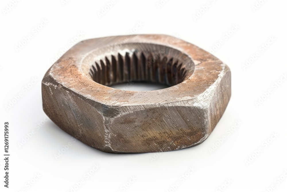 Rusty metal nut on white background. AI image Rusty metal nut on white background. AI image