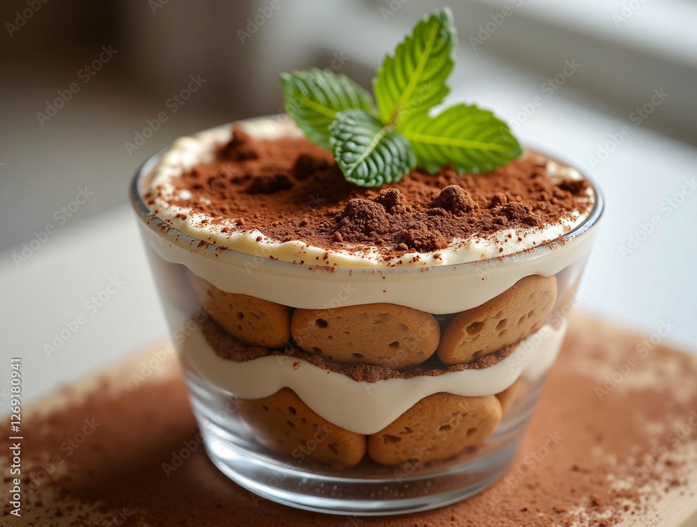 Tiramisu dessert in a glass bowl Tiramisu dessert in a glass bowl