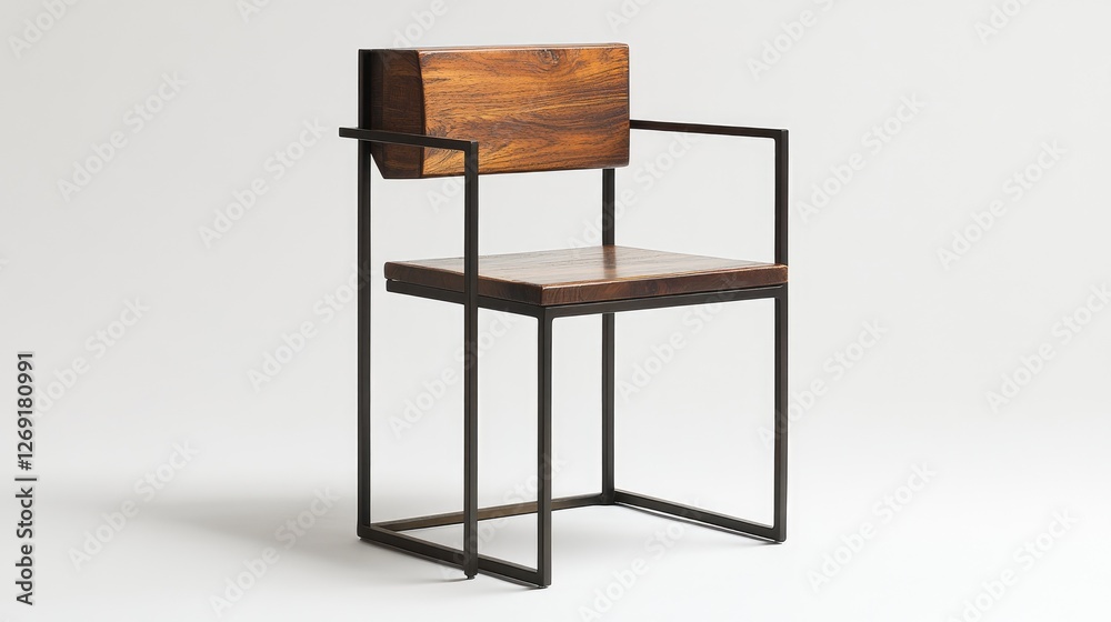 A wooden chair with dual-panel back support and a slim yet strong metal frame, photographed against a white background.