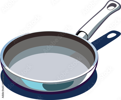 Stainless steel frying pan on induction cooktop vector art illustration