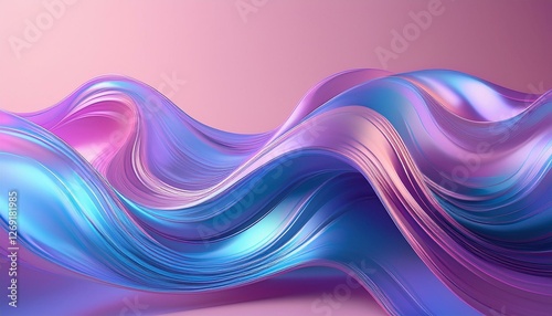 Wallpaper Mural Generated image Abstract iridescent blue purple wave on pink background Torontodigital.ca
