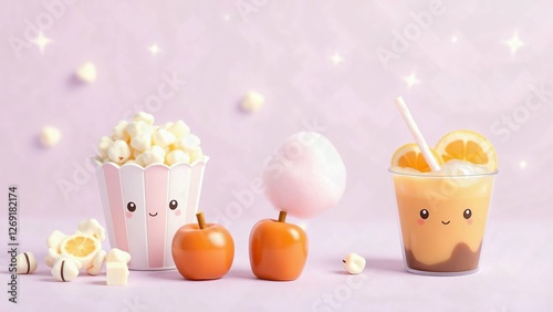 Adorable Food Wallpaper, Playful Food Background, Cozy Food Wallpaper, Dreamy Food Background