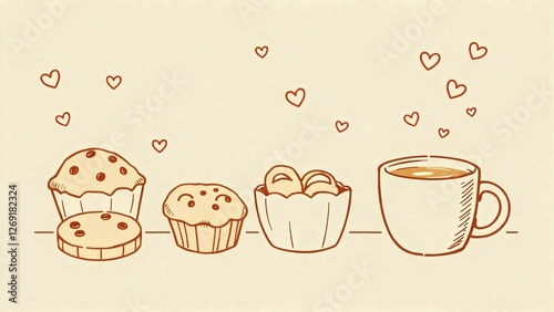Adorable Food Wallpaper, Playful Food Background, Cozy Food Wallpaper, Dreamy Food Background