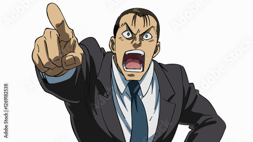 Angry Businessman Pointing and Shouting