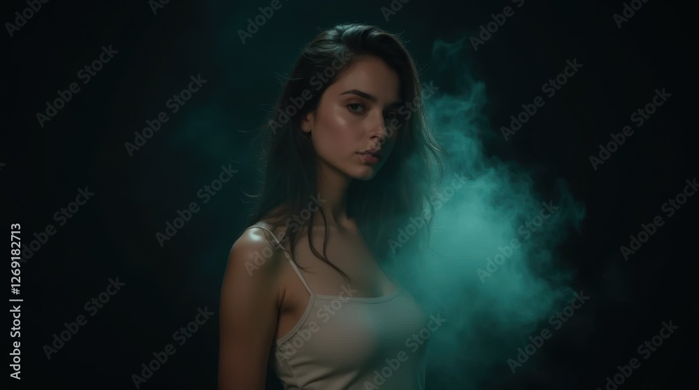 Woman with Glowing Aura in Dramatic Light Woman with Glowing Aura in Dramatic Light