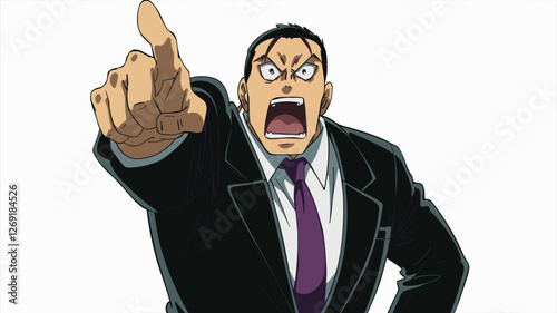Angry Businessman Pointing and Shouting