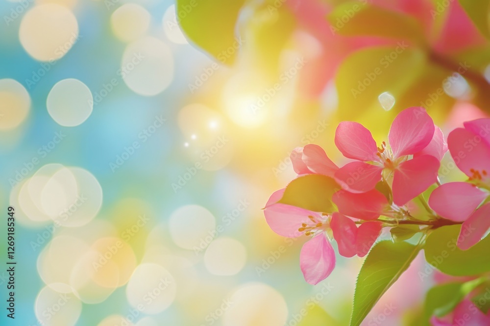 A detailed view of a pink flower growing on a tree branch, suitable for use in nature and floral designs A detailed view of a pink flower growing on a tree branch, suitable for use in nature and floral designs