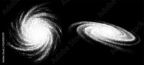 Image of galactica made by white dots.Galaxy Andromeda.Vector illustration