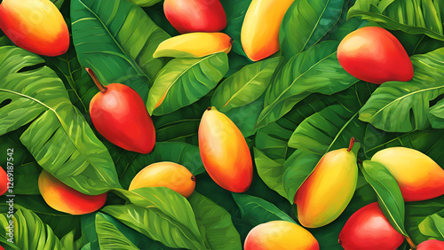 A considerable quantity of ripe red mangoes
