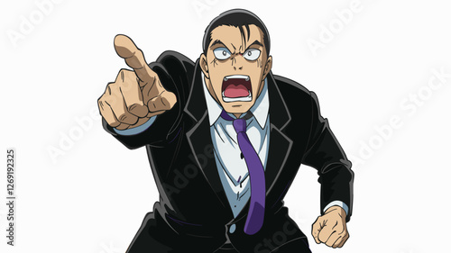 Angry Businessman Pointing and Shouting